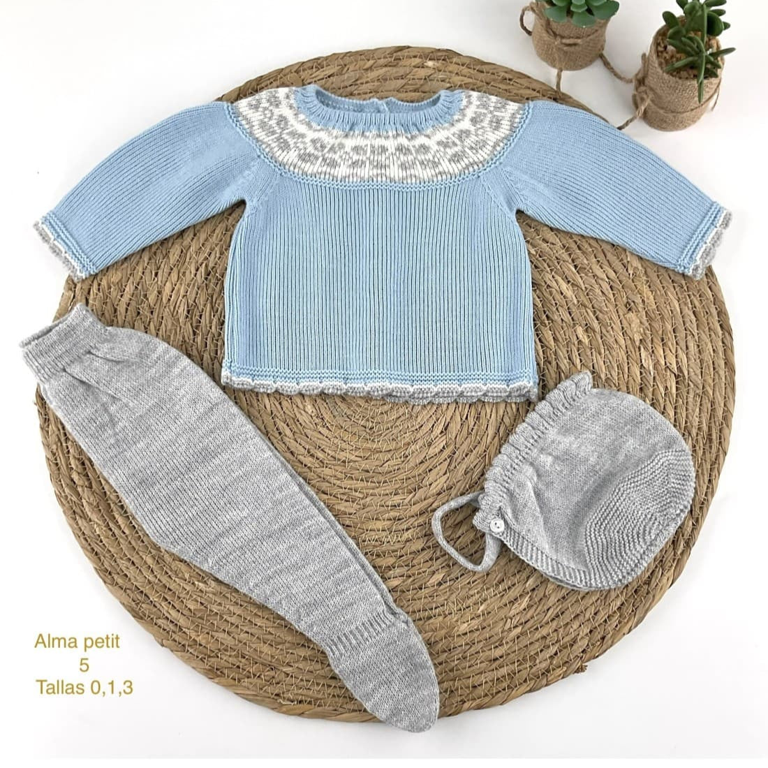 Alma Petit 3014 Conjunto de primeiros looks para bebé com fecho e zap azul