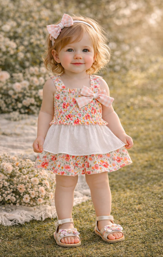 Conjunto bebé niña floral con plumeti – Alma Petit 622005017 (6 a 36 meses)