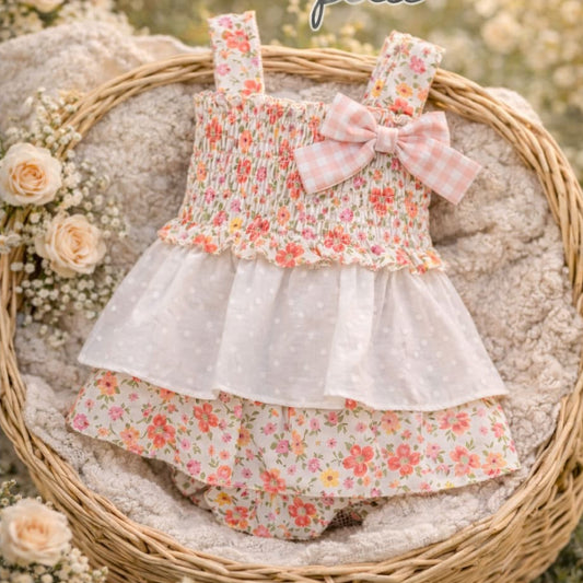 Conjunto bebé niña floral con plumeti – Alma Petit 622005017 (6 a 36 meses)