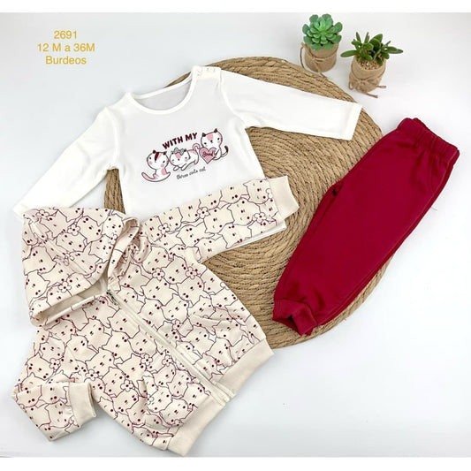 Conjunto bebé niña con capucha tres piezas 522102691 (12m a 36m)