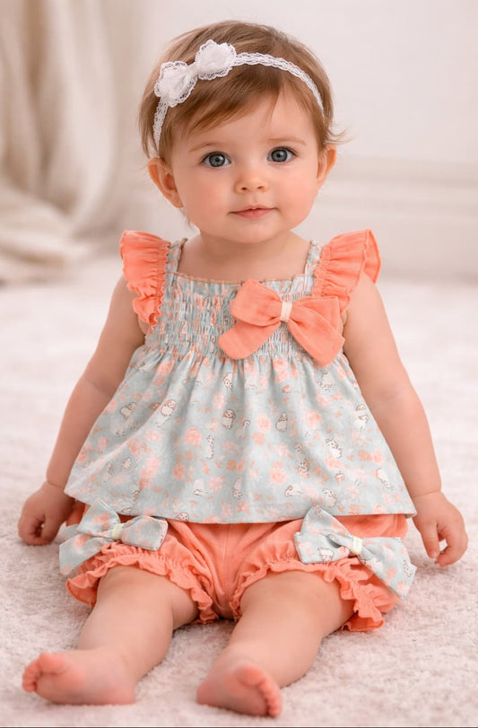 Conjunto bebé niña Alma Petit con conejitos 622005043 – Dulce, fresco y encantador 🐰🌸