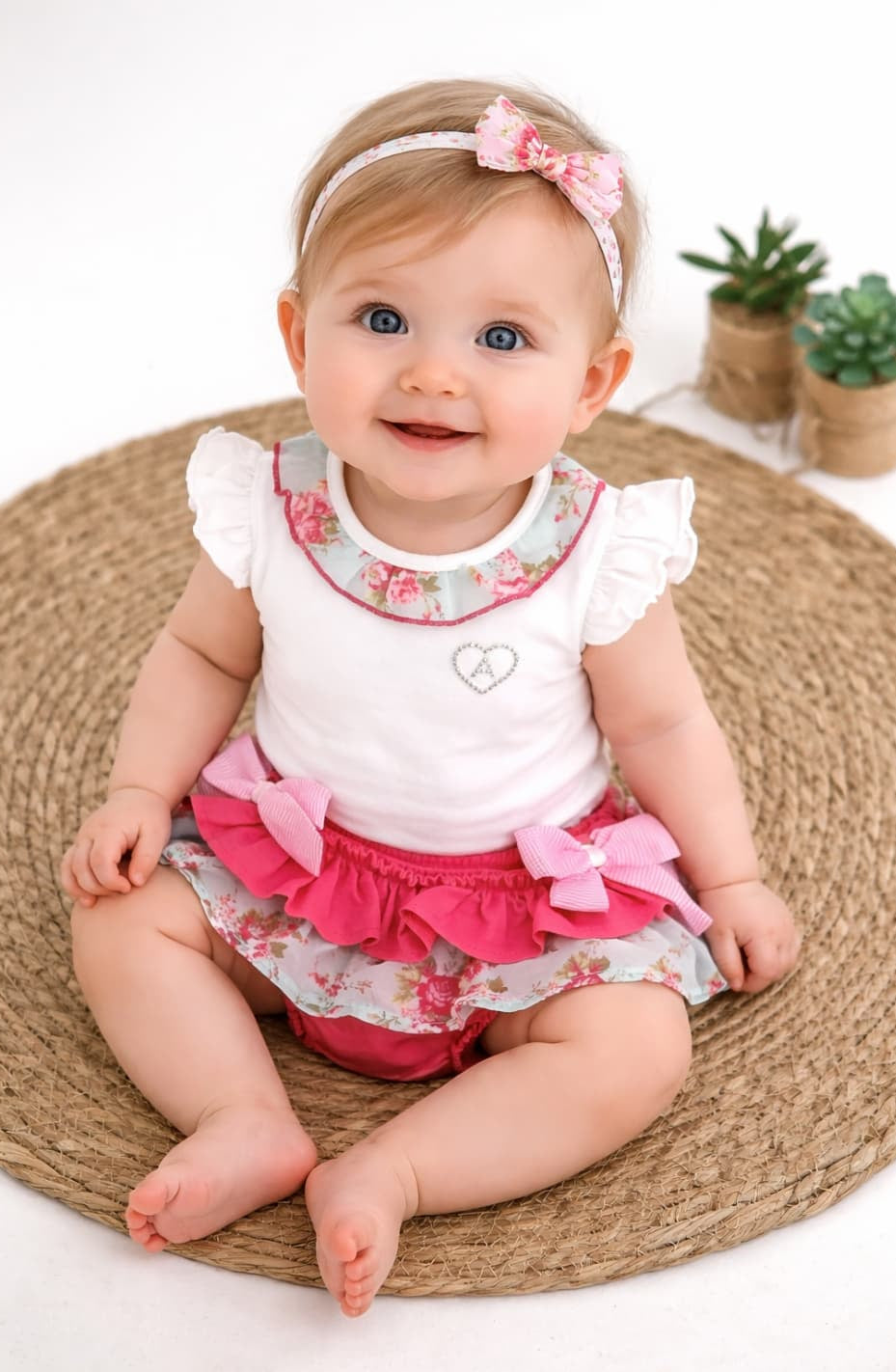 Conjunto bebé niña flores y rayas camiseta y braguita – Alma Petit 622005012