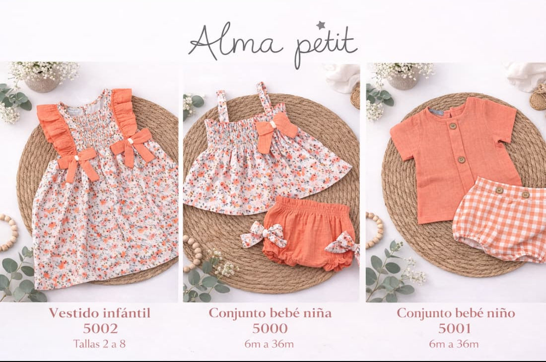 Conjunto bebé niño Alma Petit salmón flores 622005001