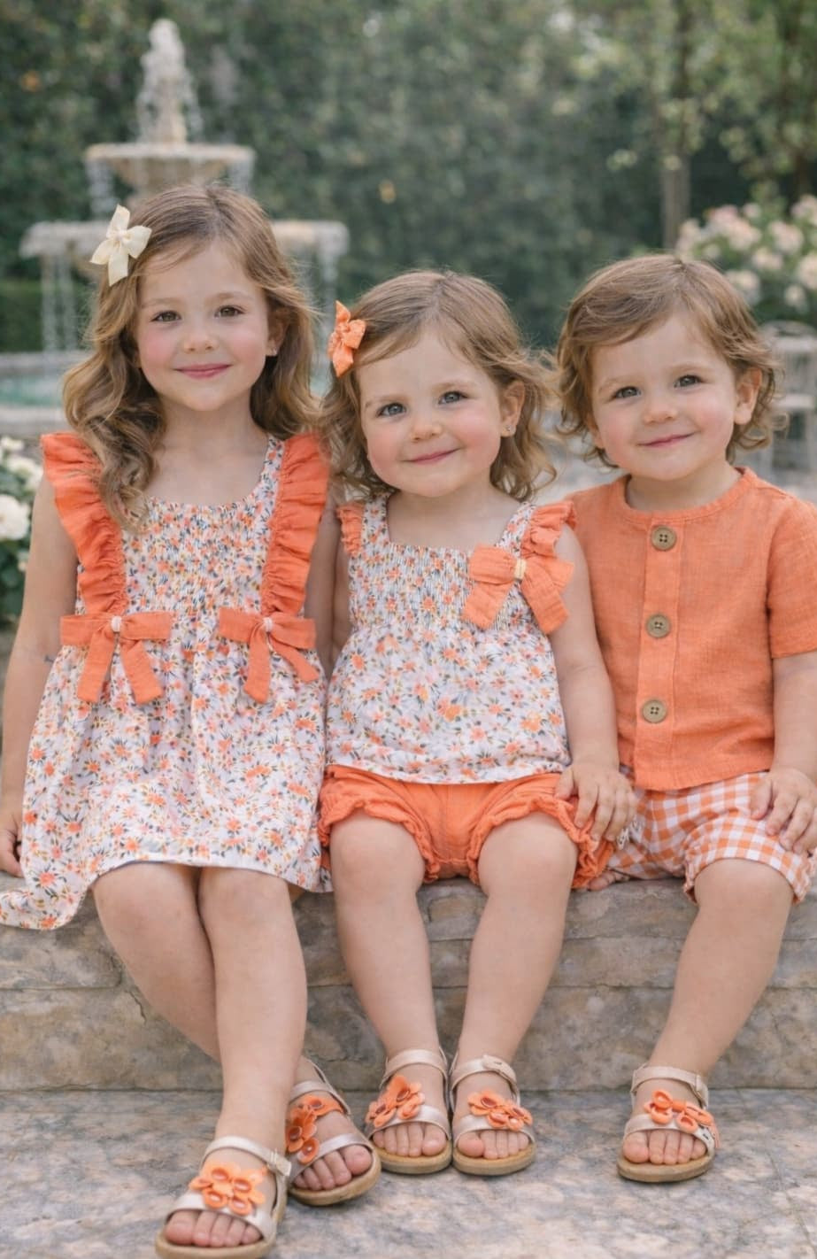 Vestido Niña salmón floral 622005002 Alma Petit