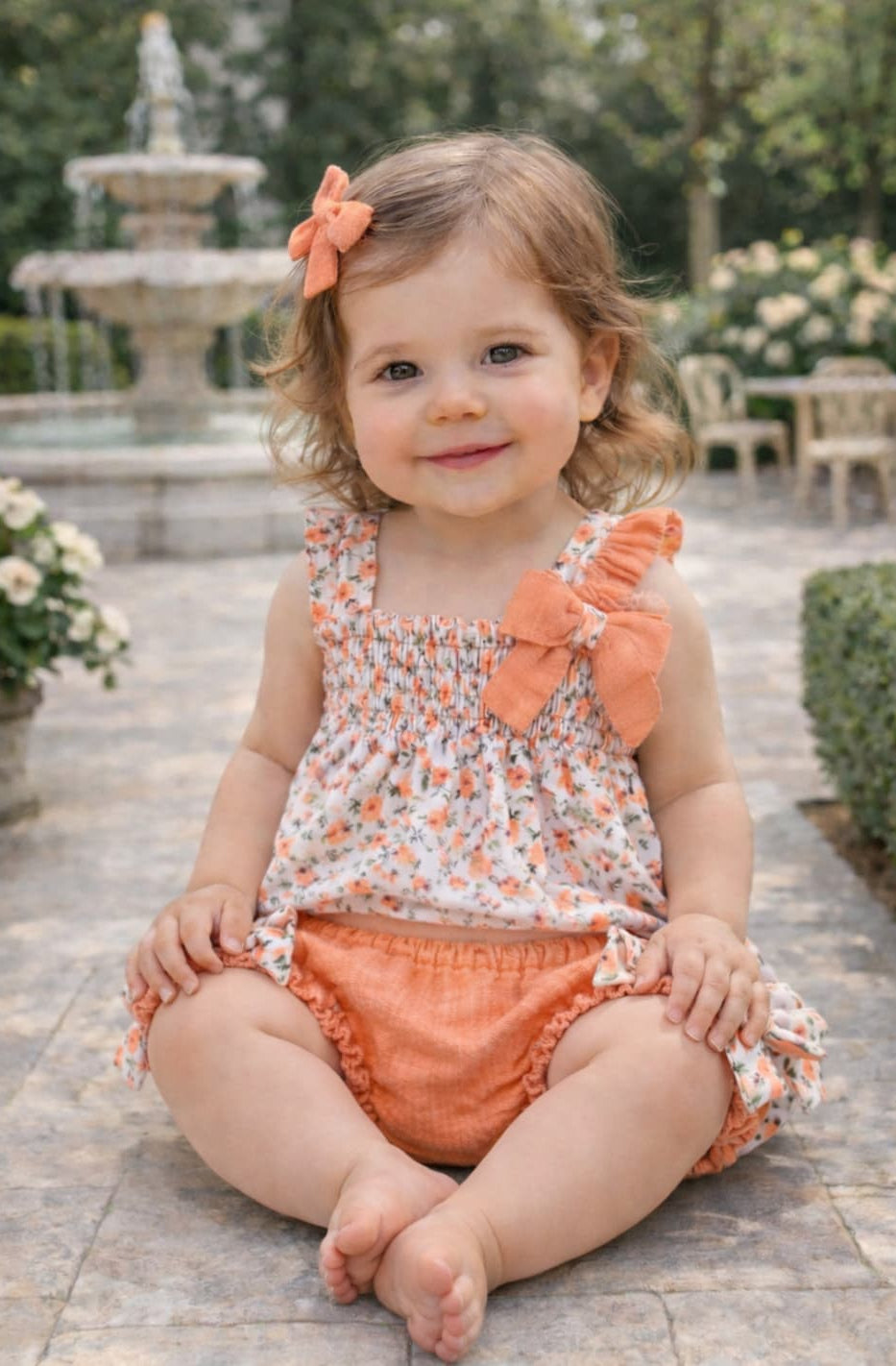 Conjunto bebé niña Alma Petit salmón flores 622005000