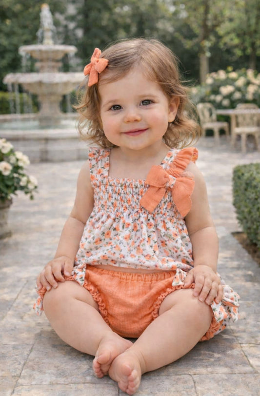Conjunto bebé niña Alma Petit salmón flores 622005000