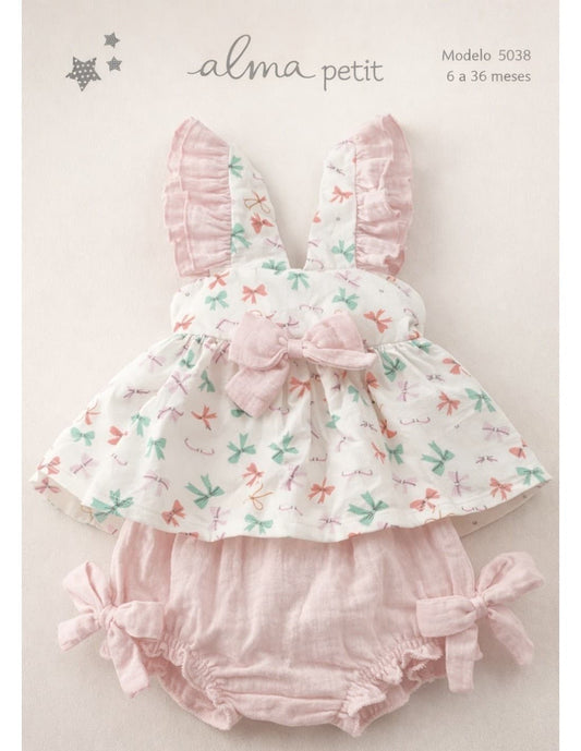 Conjunto bebé niña con lazos Alma Petit 622005038 – Fresco, cómodo y con encanto 🌿💗