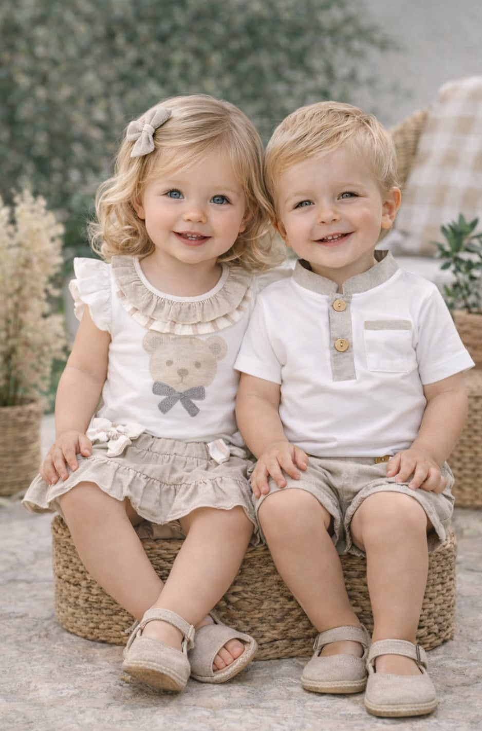 Conjunto bebé niño lino camiseta y pantalón corto – Alma Petit 622005008