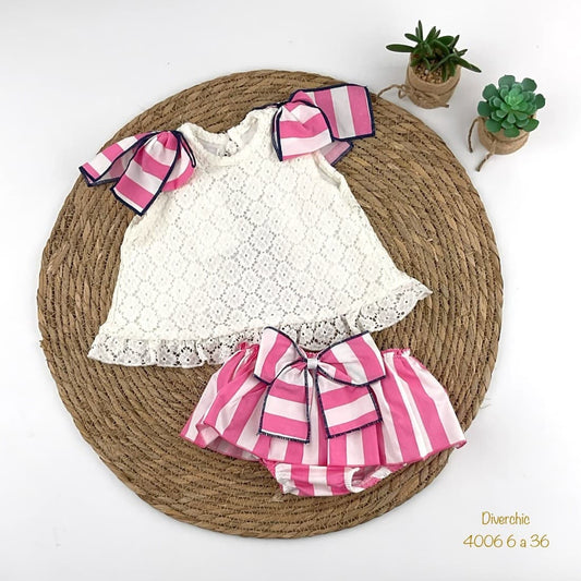 Conjunto bebé niña blusa y braguita blonda – Diverchic 622004006