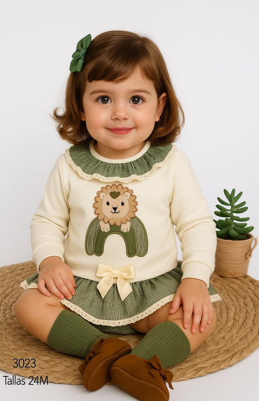 Alma Petit 522107009 Ensemble bébé fille Star T-shirt blanc et culotte tartan 