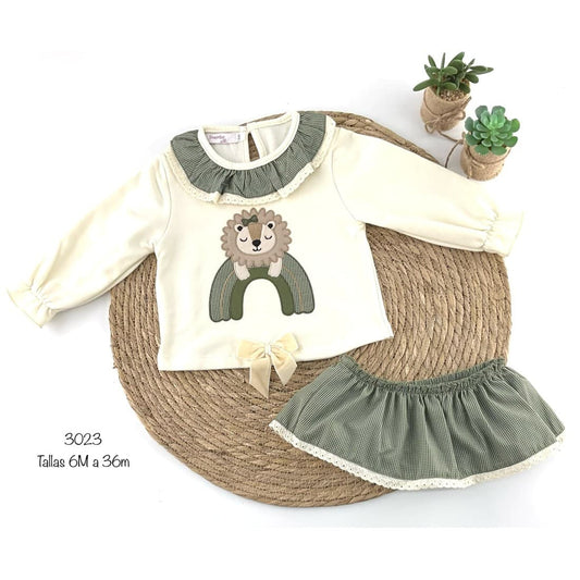 Alma Petit 522107009 Conjunto Star Baby Girl T-shirt Branca e Cuecas Tartan 