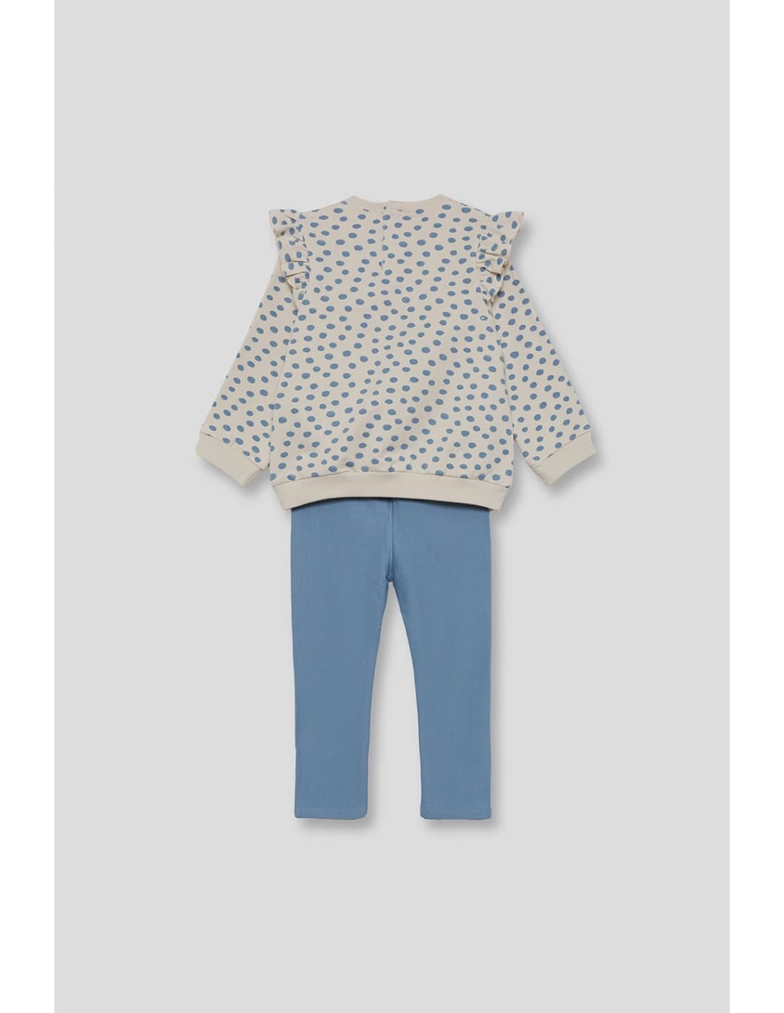 Conjunto bebé niña Street Monkey 522151013 Sudadera beige con lunares y leggins celestes