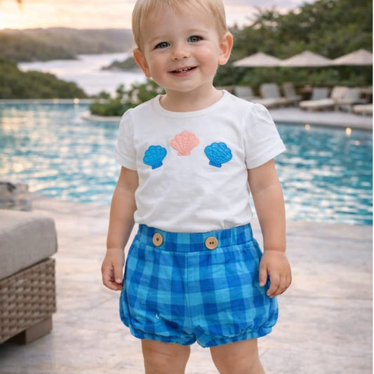 Conjunto bebé niño con conchas y cuadritos Diverchic 622004016 – Fresco, cómodo y veraniego 🐚💙