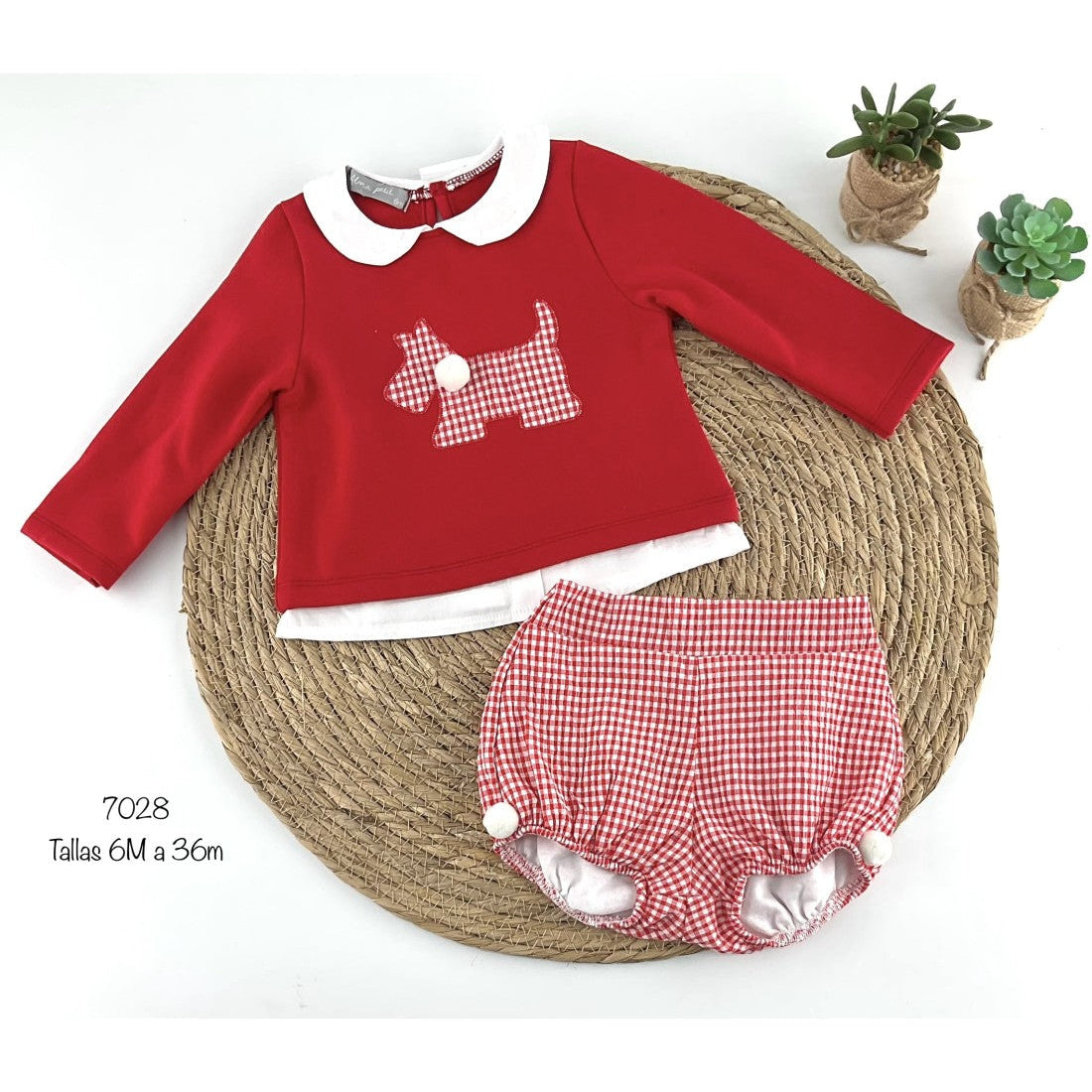 Alma Petit 522107010 Conjunto Star Baby Boy T-shirt Branca e Calções Xadrez 