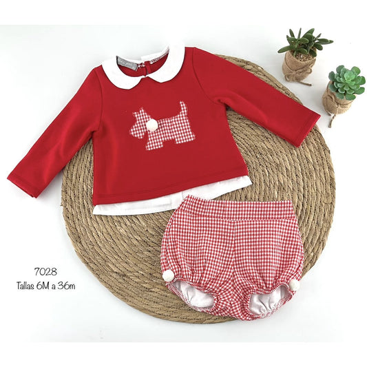 Conjunto bebé niño ALMA PETIT perrito cuadros 522107028