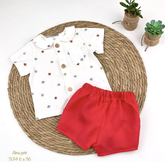 Conjunto bebé niño camisa y short cohetes – Alma Petit 622005014