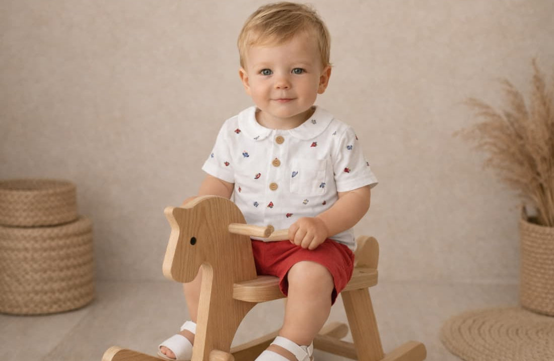Conjunto bebé niño camisa y short cohetes – Alma Petit 622005014