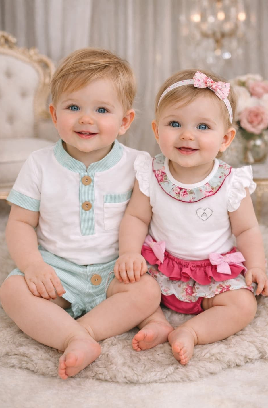 Conjunto bebé niño rayas camiseta y pantalón corto – Alma Petit 622005013