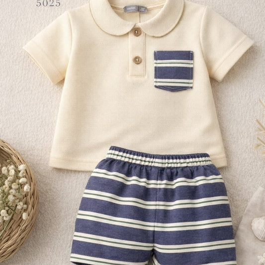 Conjunto bebé niño Polo piqué y pantalón rayas Alma Petit 622005025