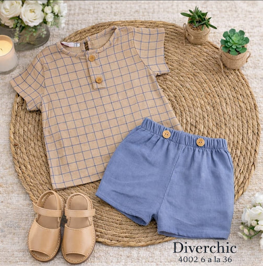 Conjunto bebé niño cuadros verano – Diverchic 622004002