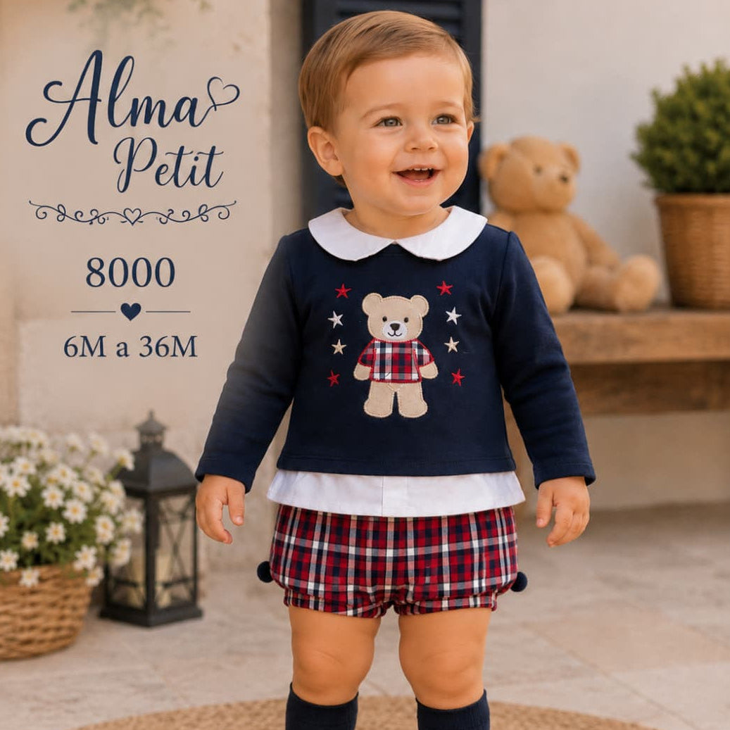 Conjunto de invierno para bebé niño con osito y cuadros ALMA PETIT 622108001