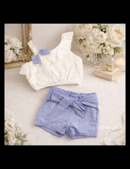 Conjunto niña plumeti con top y short 622005020 ALMA PETIT – Elegante, fresco y cómodo para verano
