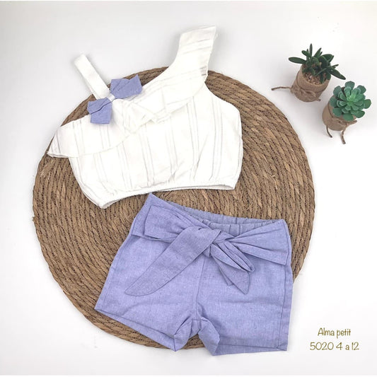 Conjunto niña plumeti con top y short 622005020 ALMA PETIT – Elegante, fresco y cómodo para verano