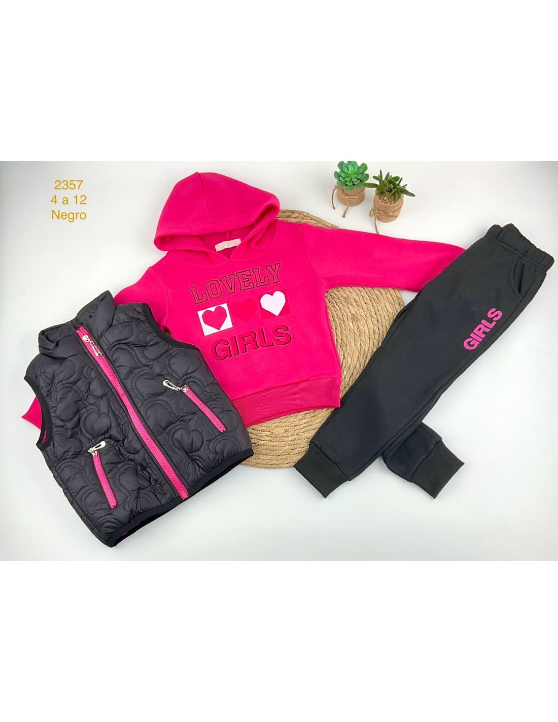 Conjunto infantil niña 3 piezas con chaleco 522102357 (4 a 12 años)