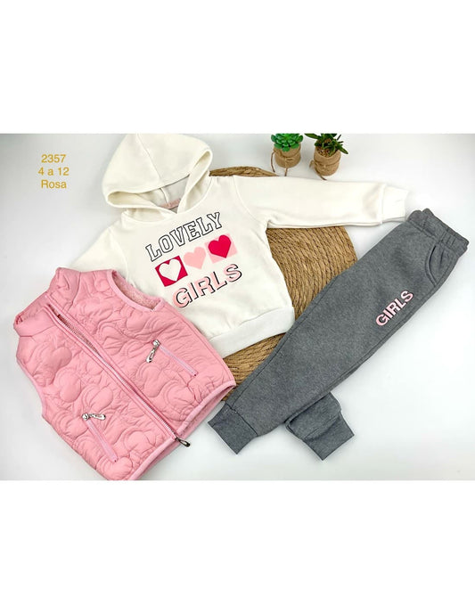 Conjunto infantil niña 3 piezas con chaleco 522102357 (4 a 12 años)