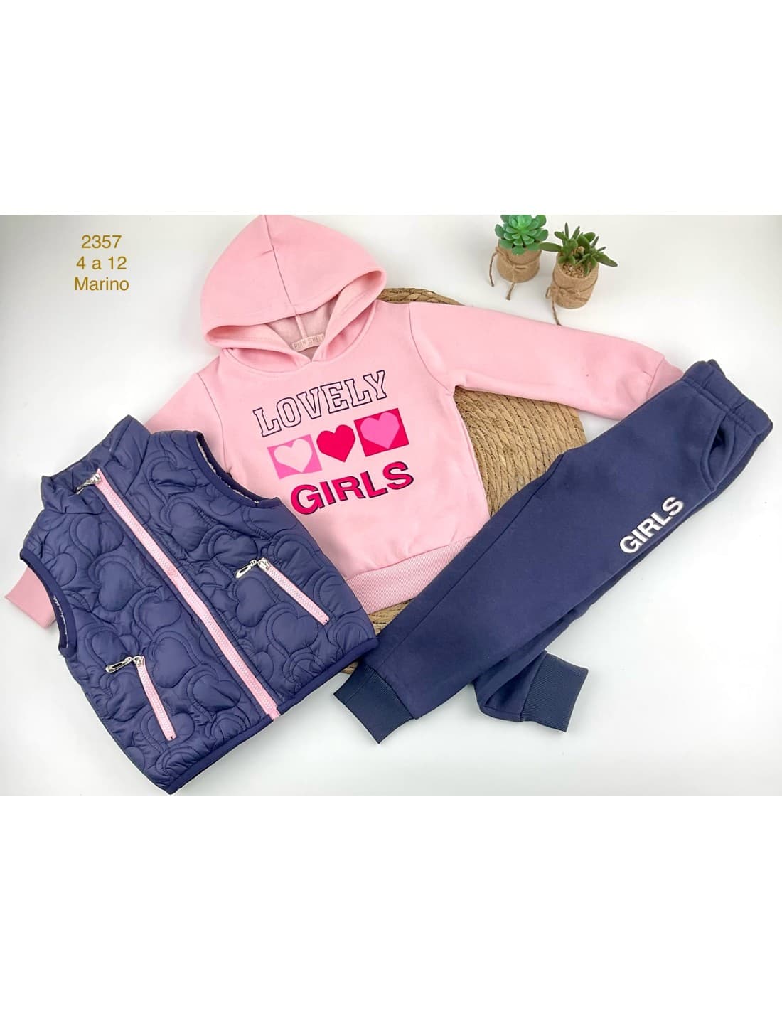 Conjunto infantil niña 3 piezas con chaleco 522102357 (4 a 12 años)