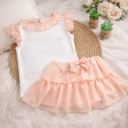 Conjunto niña elegante camiseta y falda con brillo – Alma Petit 622006022
