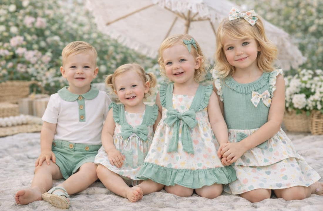 Conjunto niña corazones camisa y falda – Alma Petit 622005004