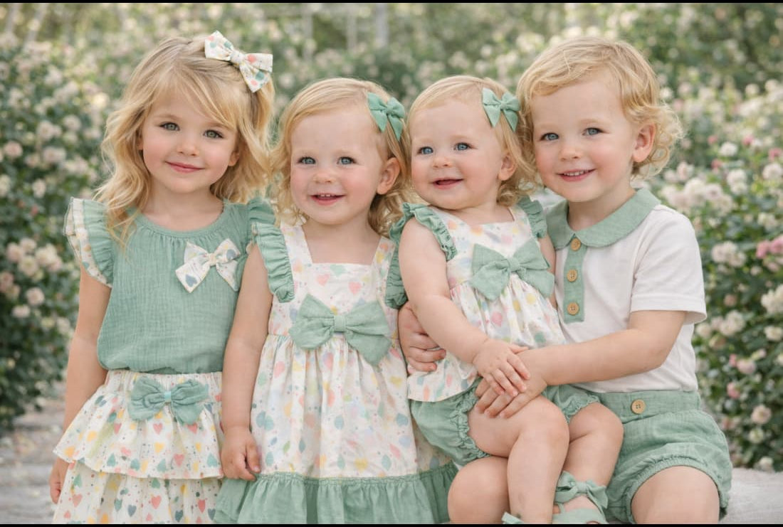 Conjunto niña corazones camisa y falda – Alma Petit 622005004