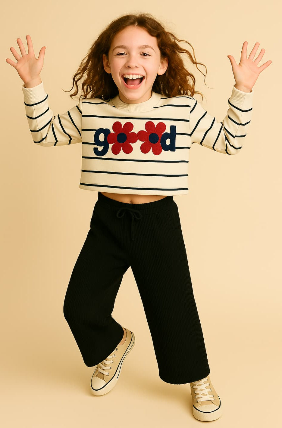 Conjunto de corações para menina Cala Kids com t-shirt e calças azuis 3 