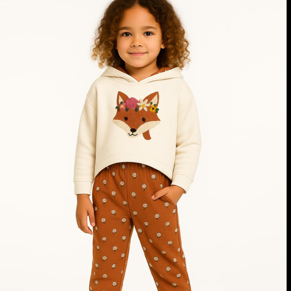 Conjunto niña Diverchic Zorro con sudadera y pantalón estampado 3000