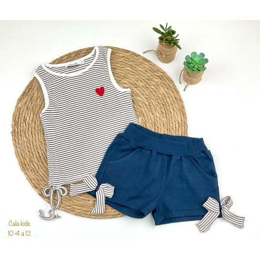 Conjunto niña rayas top y short – Cala Kids 622000010