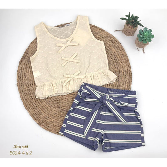 Conjunto niña short Alma Petit Bordado Inglés 622005024