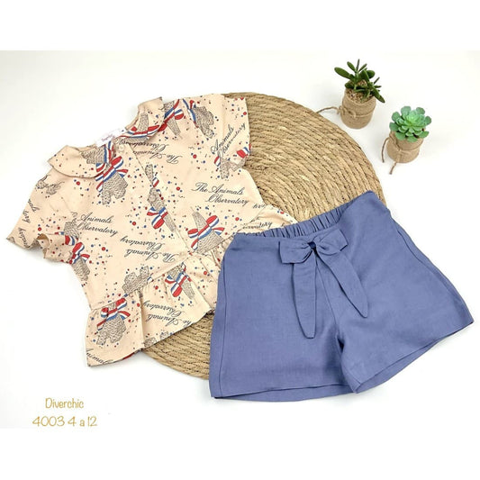 Conjunto niña camisa y short París – Diverchic 622004003