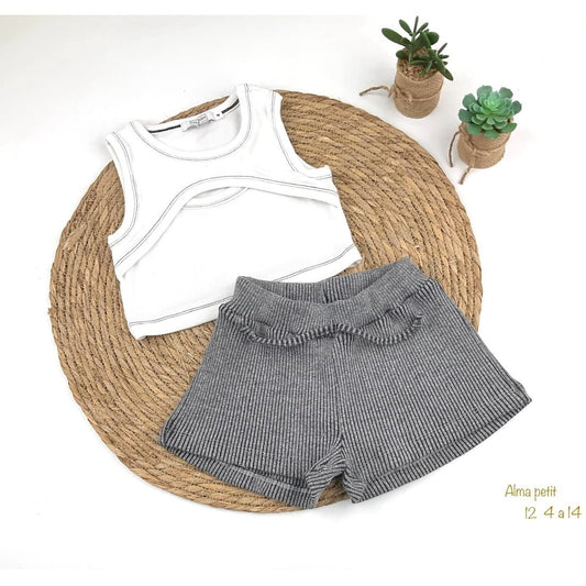 Conjunto niña top y short canalé – Cala Kids 622000012