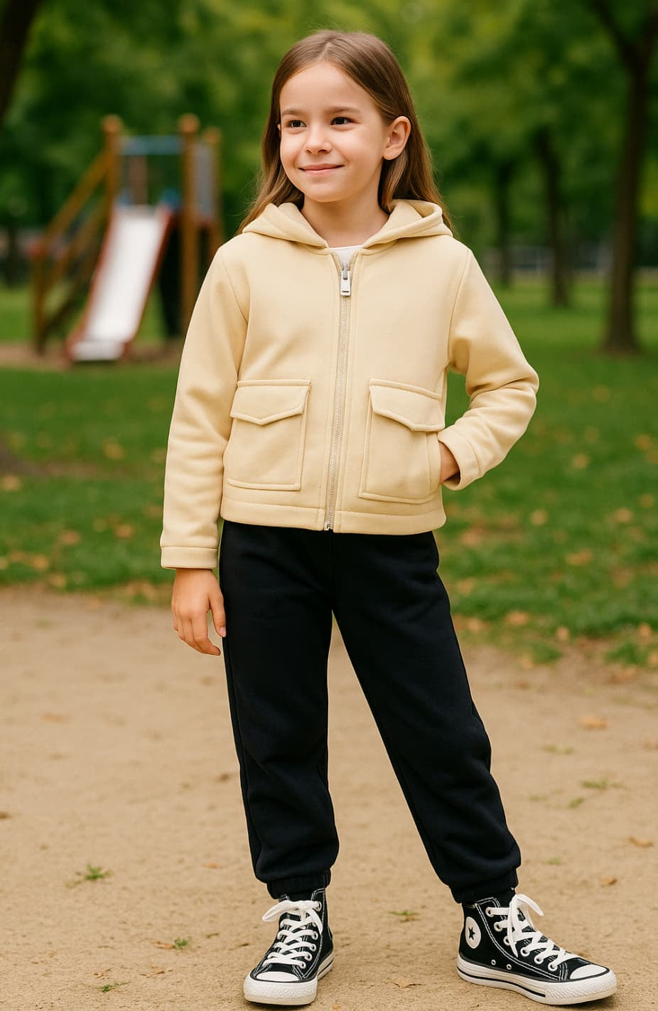 Conjunto chándal pelito interior niña beige 522100030