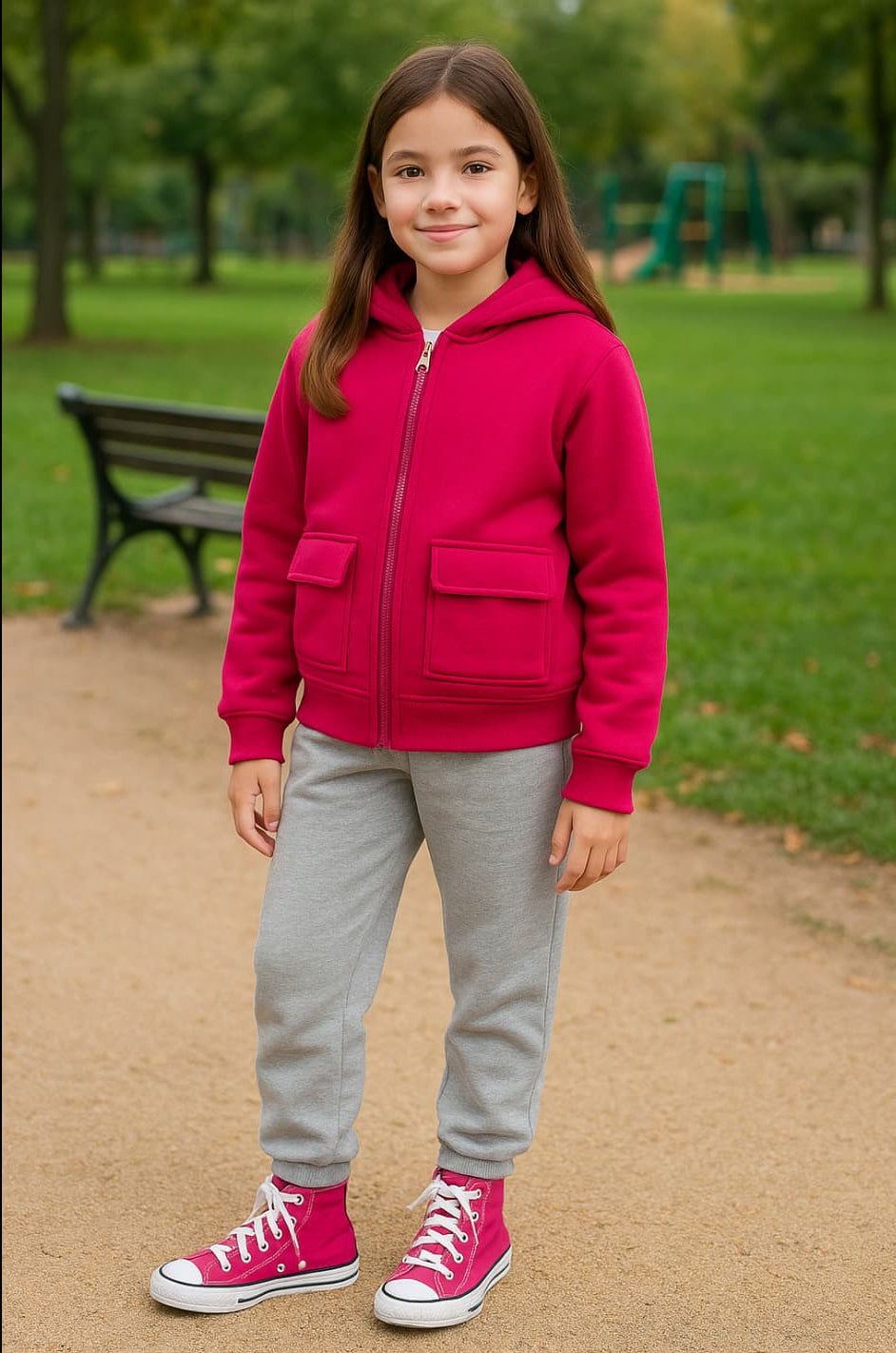 Conjunto chándal pelito interior niña fucsia 522100030