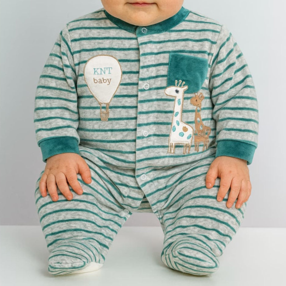Pelele bebé niño tundosado Kinanit 521100010 Suave y calentito con jirafas