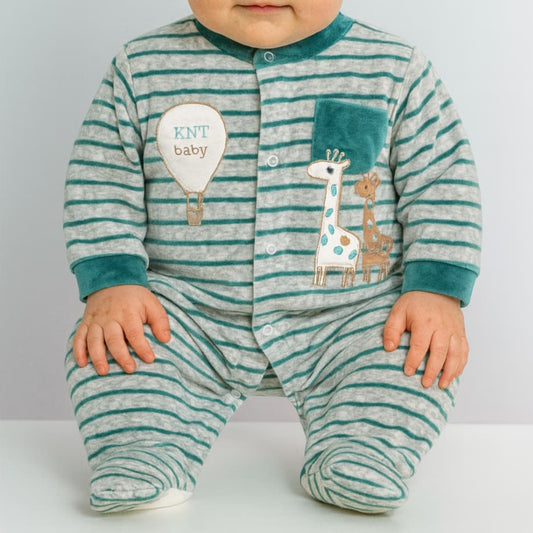 Pelele bebé niño tundosado Kinanit 521100010 Suave y calentito con jirafas