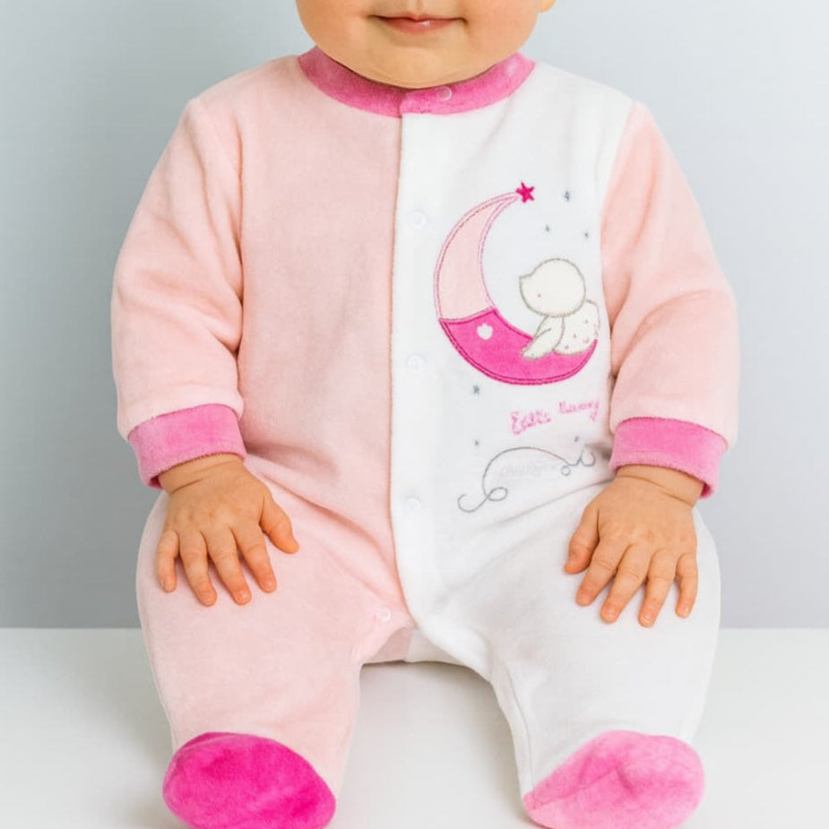 Pelele bebé niña tundosado Luna y osito Kinanit 521100015 Algodón extrasuave y cálido