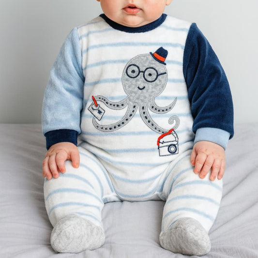 Pelele bebé niño tundosado Pulpo Kinanit 521100001 Algodón extrasuave y cálido