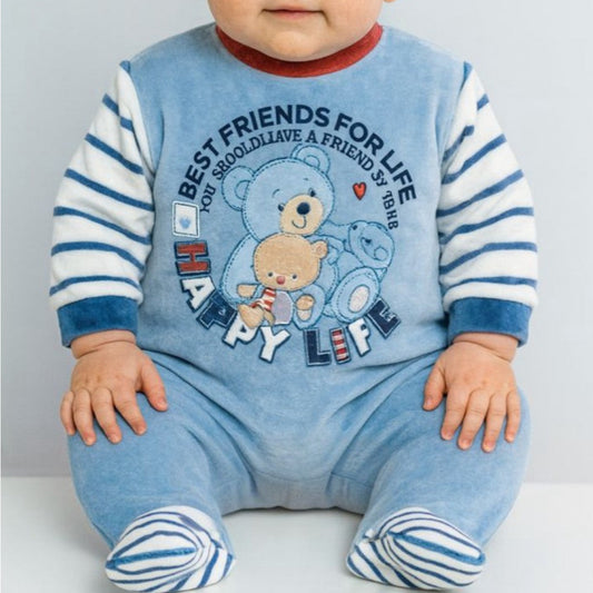 Pelele bebé niño tundosado Best Friends for lite Kinanit 521100008 Dulce, suave y calentito