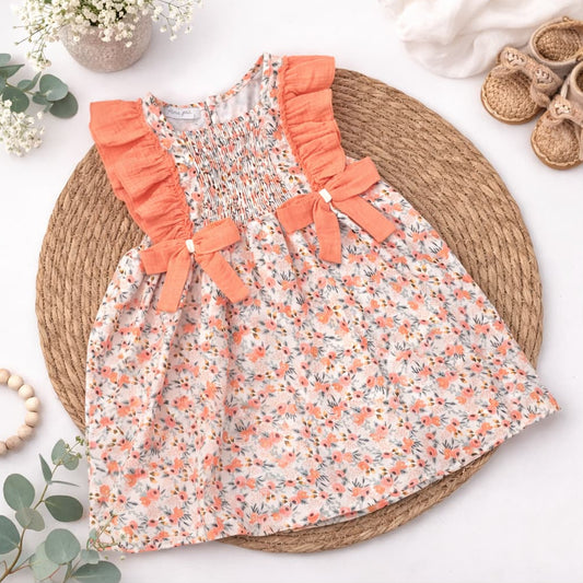 Vestido Niña salmón floral 622005002 Alma Petit