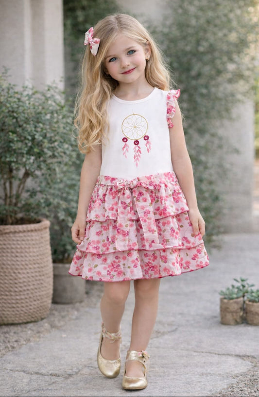 Vestido niña flores con volantes ALMA PETIT 622005019 – Ligero, elegante y perfecto para verano (Alma Petit)