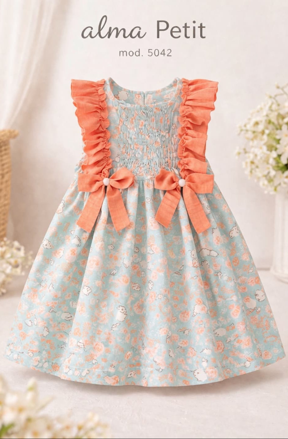 Vestido niña con conejitos Alma Petit 622005042 – Dulce, fresco y perfecto para combinar 🐰🌸