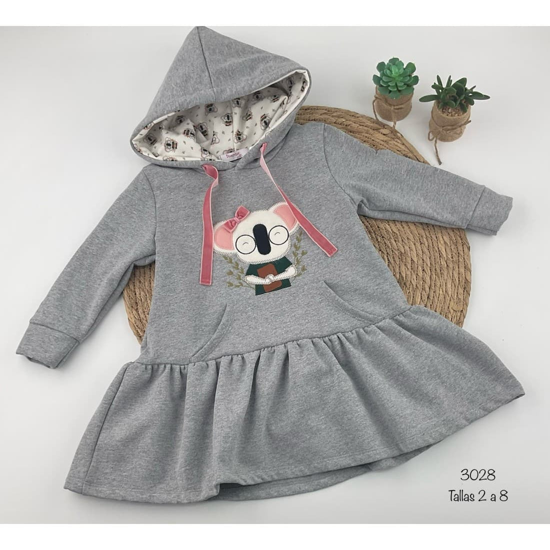 Vestido niña DIVERCHIC koala con capucha 522103028